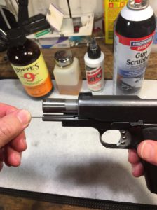 Kimber Pro Carry II Disassembly- Insert take-down pin into the hole in the Guide Rod.