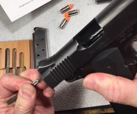 1911 Function and Safety Check-Press firing pin with small punch it should not enter the chamber