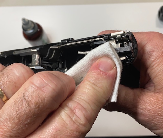 How to Field Strip & Clean a Glock 17 9mm or Glock 19 9mm Pistol: Wait 5 minutes or longer to let the cleaner loosen the dirt, then wipe off with a cotton cloth