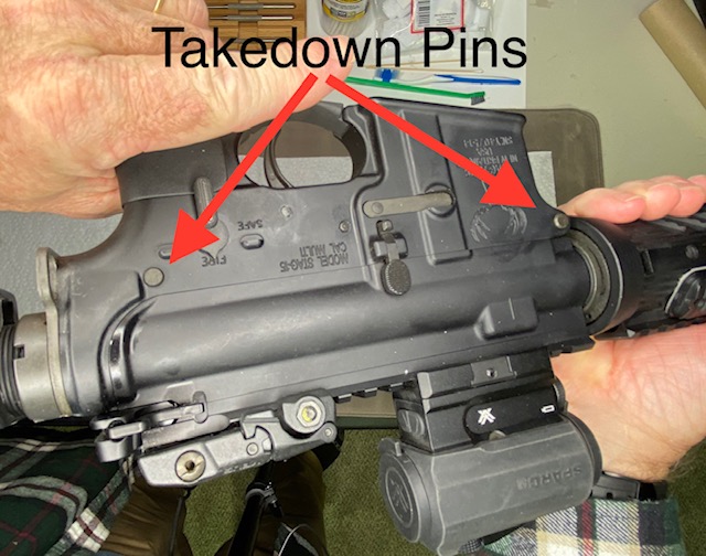 How to Disassemble & Clean An AR-15 Rifle: Locate the 2 Takedown pins