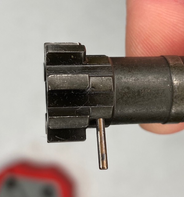 Ejector Pin is inserted into part of the way into the hole and should look like this.